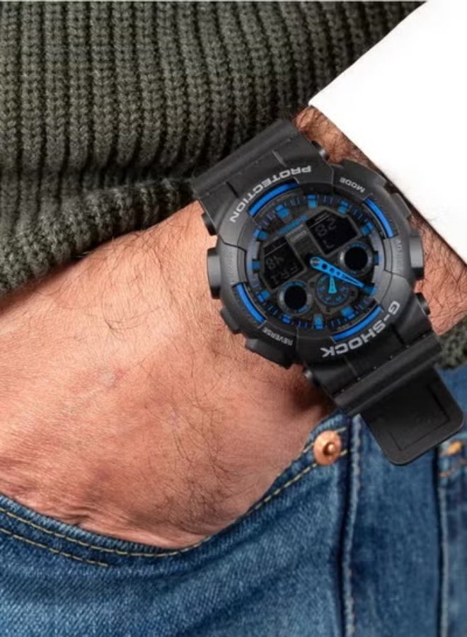 شوك ساعة كاسيو جي شوك للرجال تناظرية رقمية بتوقيت عالمي GA-100-1A2 - Image 2